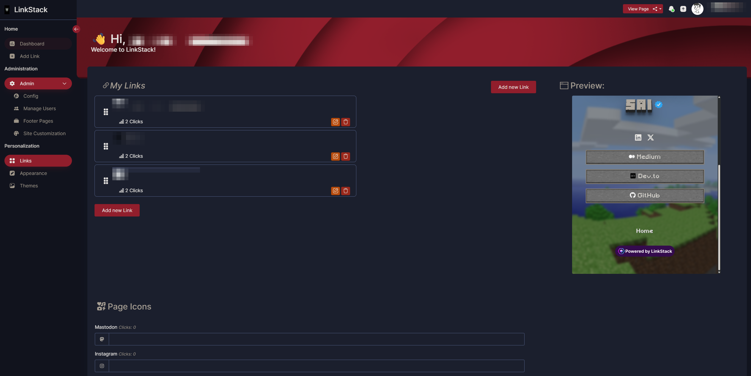 Preview screen